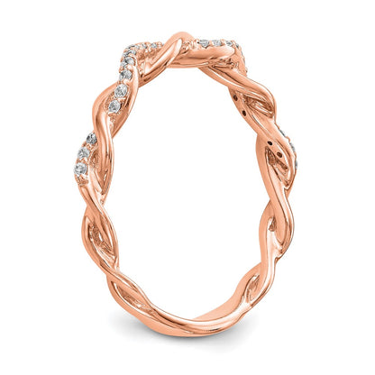 14k Rose Gold Criss-Cross Peg Set 1/10 carat Diamond Semi-mount Engagement Ring