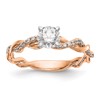 14k Rose Gold 1/10 carat Lab Grown Diamond VS/SI+ G+ Semi Mount Peg Set Criss Cross Engagement Ring