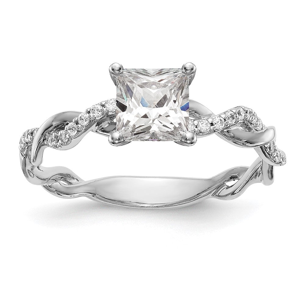 14k White Gold Criss-Cross Peg Set 1/10 carat Diamond Semi-mount Engagement Ring