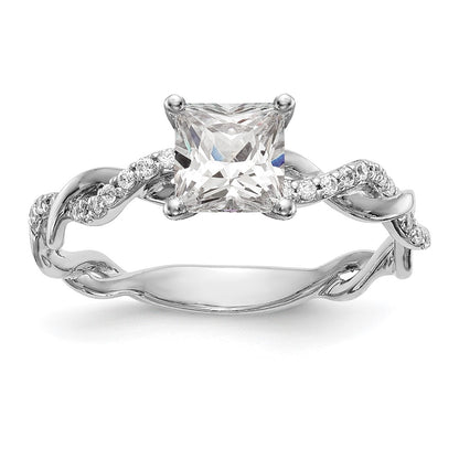 14k White Gold Criss-Cross Peg Set 1/10 carat Diamond Semi-mount Engagement Ring