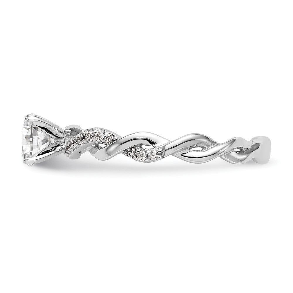 14k White Gold Criss-Cross Peg Set 1/10 carat Diamond Semi-mount Engagement Ring