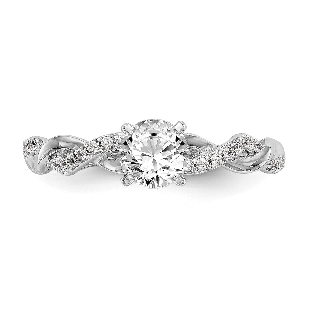 14k White Gold Criss-Cross Peg Set 1/10 carat Diamond Semi-mount Engagement Ring