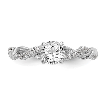 14k White Gold Criss-Cross Peg Set 1/10 carat Diamond Semi-mount Engagement Ring