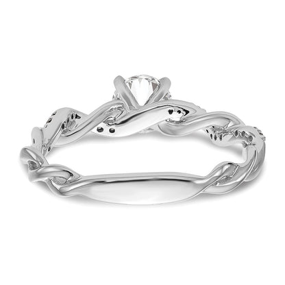 14k White Gold 1/10 carat Lab Grown Diamond VS/SI+ G+ Semi Mount Peg Set Criss Cross Engagement Ring
