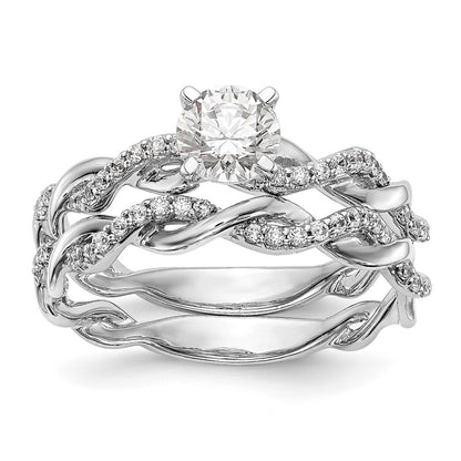 14k White Gold Criss-Cross Peg Set 1/10 carat Diamond Semi-mount Engagement Ring