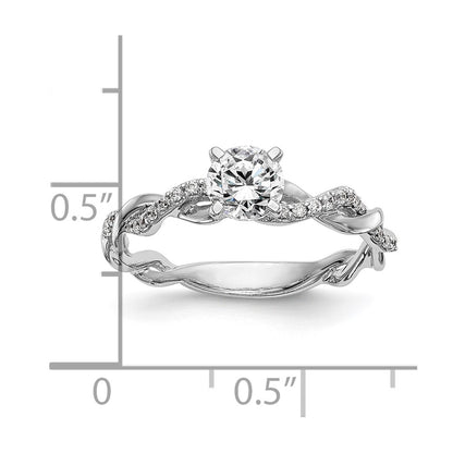 14k White Gold Criss-Cross Peg Set 1/10 carat Diamond Semi-mount Engagement Ring