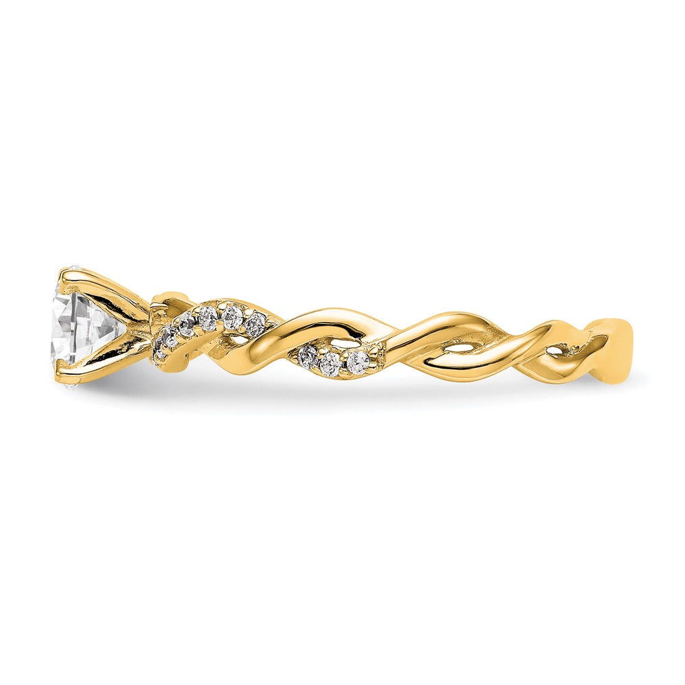 14k Yellow Gold Peg Set Diamond Semi-mount Criss-Cross Eng Ring