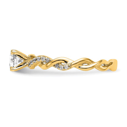 14k Yellow Gold Peg Set Diamond Semi-mount Criss-Cross Eng Ring