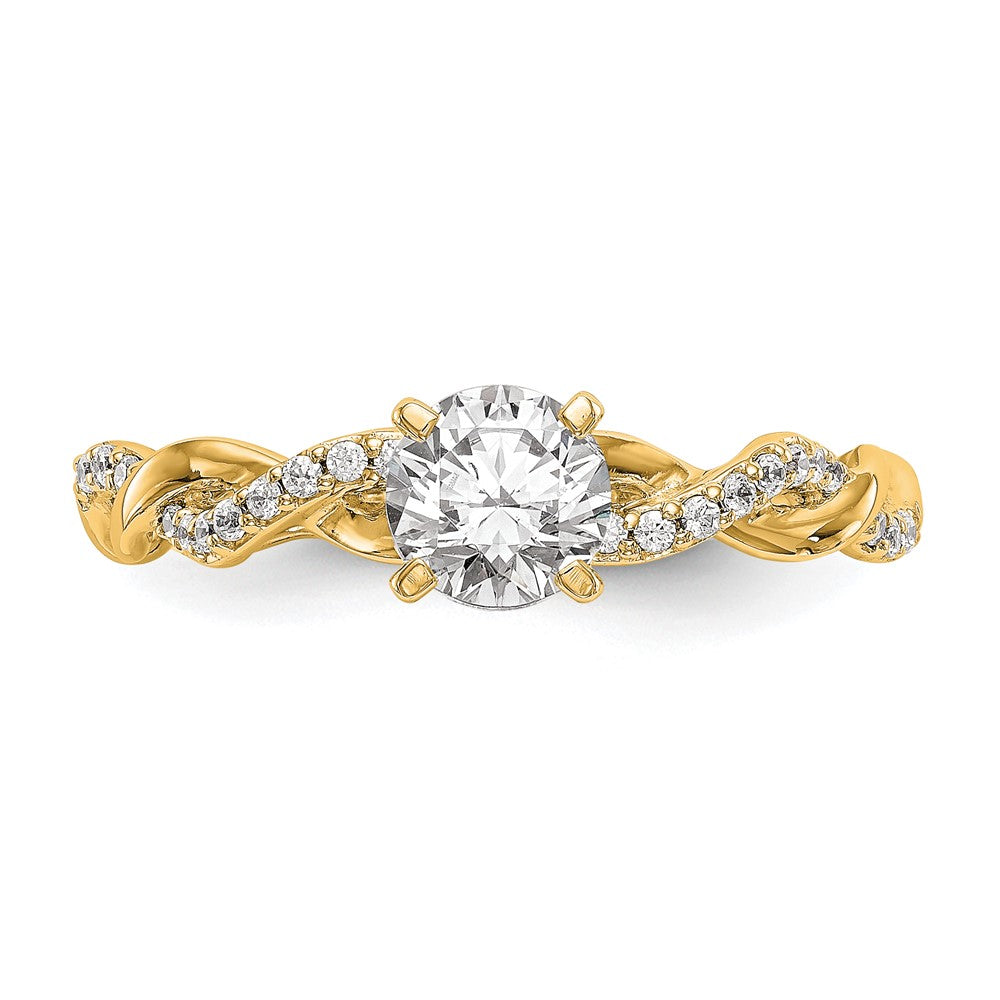 14k Yellow Gold Peg Set Diamond Semi-mount Criss-Cross Eng Ring