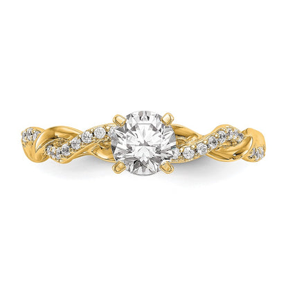 14k Yellow Gold Peg Set Diamond Semi-mount Criss-Cross Eng Ring