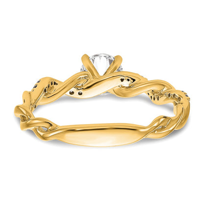 14k Yellow Gold Peg Set Diamond Semi-mount Criss-Cross Eng Ring
