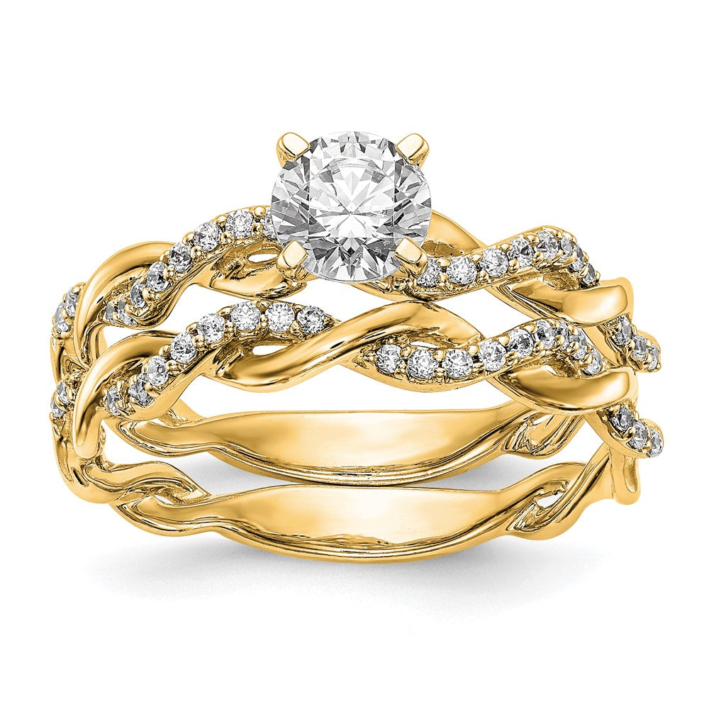 14k Yellow Gold Peg Set Diamond Semi-mount Criss-Cross Eng Ring