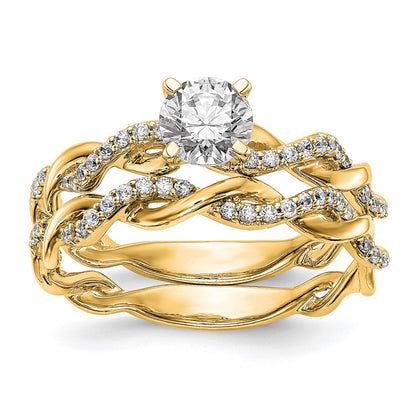 14k Yellow Gold Peg Set Diamond Semi-mount Criss-Cross Eng Ring