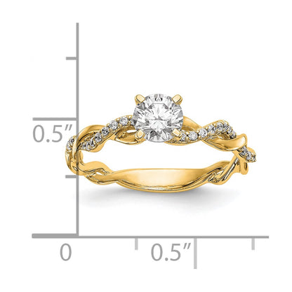 14k Yellow Gold Peg Set Diamond Semi-mount Criss-Cross Eng Ring