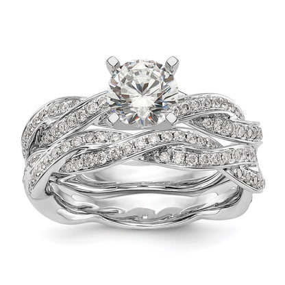 14k White Gold Criss-Cross Peg Set 3/8 carat Diamond Semi-mount Engagement Ring