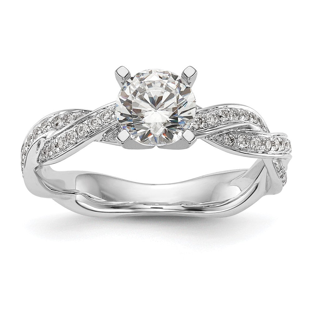 14k White Gold Criss-Cross Peg Set 3/8 carat Diamond Semi-mount Engagement Ring