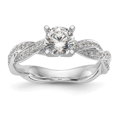 14k White Gold Criss-Cross Peg Set 3/8 carat Diamond Semi-mount Engagement Ring