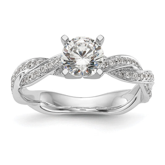 14k White Gold Criss-Cross Peg Set 3/8 carat Diamond Semi-mount Engagement Ring