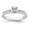 14k White Gold 3/4 carat Lab Grown Diamond VS/SI+ G+ Round Complete Channel Set Shared Prong Engagement Ring