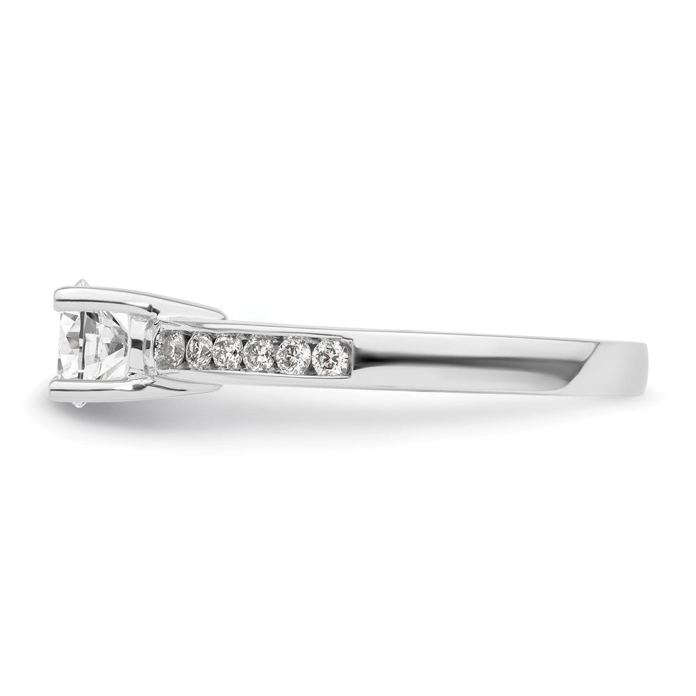 14K White Gold (Holds 3/4 carat (5.8mm) Round Center) 1/4 carat Channel-set Diamond Semi-Mount Engagement Ring