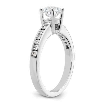 14K White Gold (Holds 3/4 carat (5.8mm) Round Center) 1/4 carat Channel-set Diamond Semi-Mount Engagement Ring