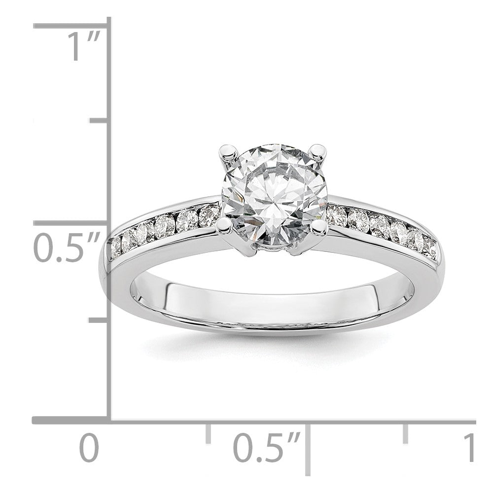 14K White Gold (Holds 3/4 carat (5.8mm) Round Center) 1/4 carat Channel-set Diamond Semi-Mount Engagement Ring