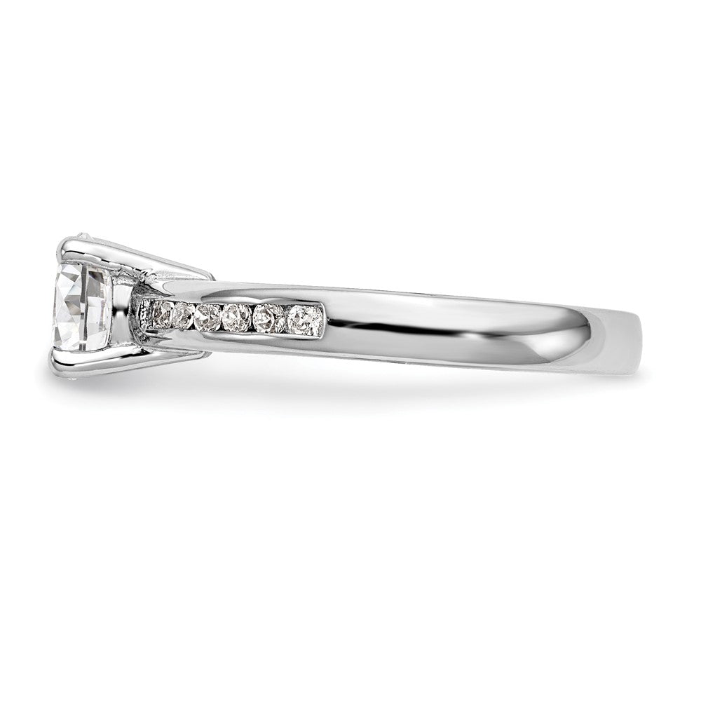 14K White Gold (Holds 1 carat (6.5mm) Round Center) 1/4 carat Channel-set Diamond Semi-Mount Engagement Ring