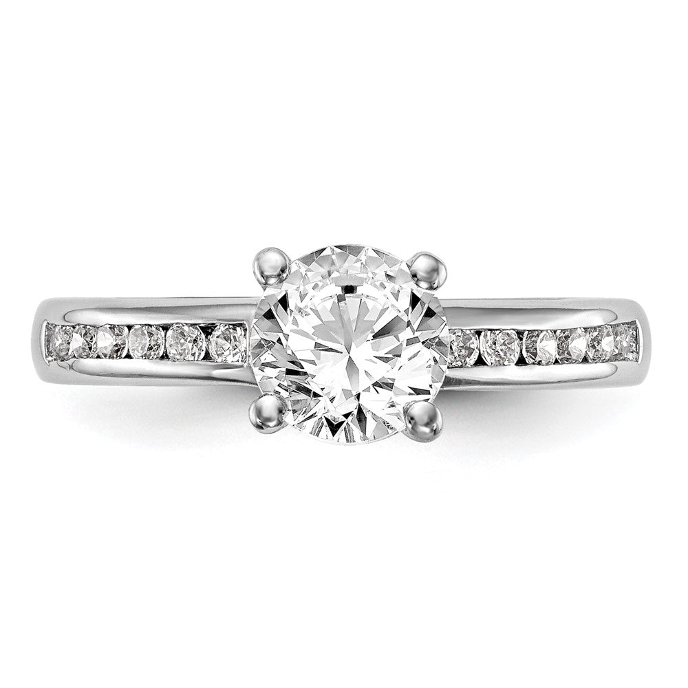 14K White Gold (Holds 1 carat (6.5mm) Round Center) 1/4 carat Channel-set Diamond Semi-Mount Engagement Ring