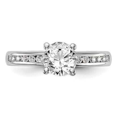 14K White Gold (Holds 1 carat (6.5mm) Round Center) 1/4 carat Channel-set Diamond Semi-Mount Engagement Ring