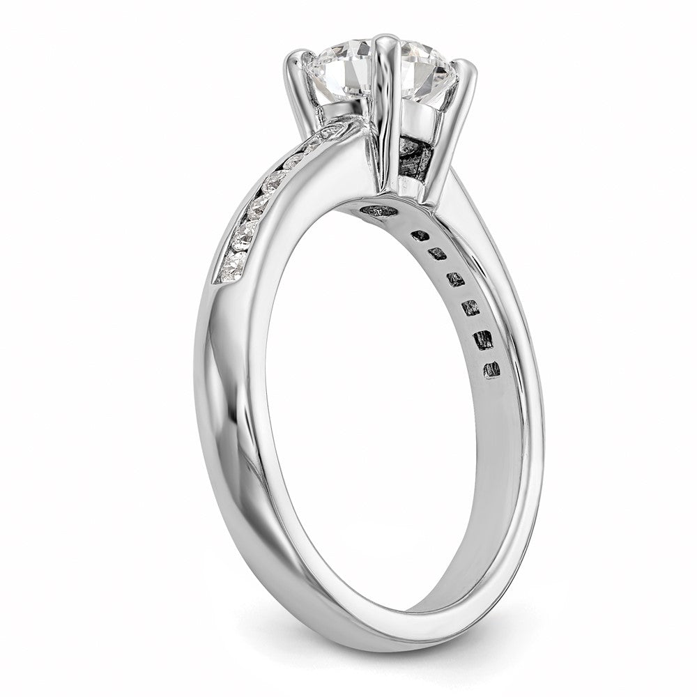 14K White Gold (Holds 1 carat (6.5mm) Round Center) 1/4 carat Channel-set Diamond Semi-Mount Engagement Ring
