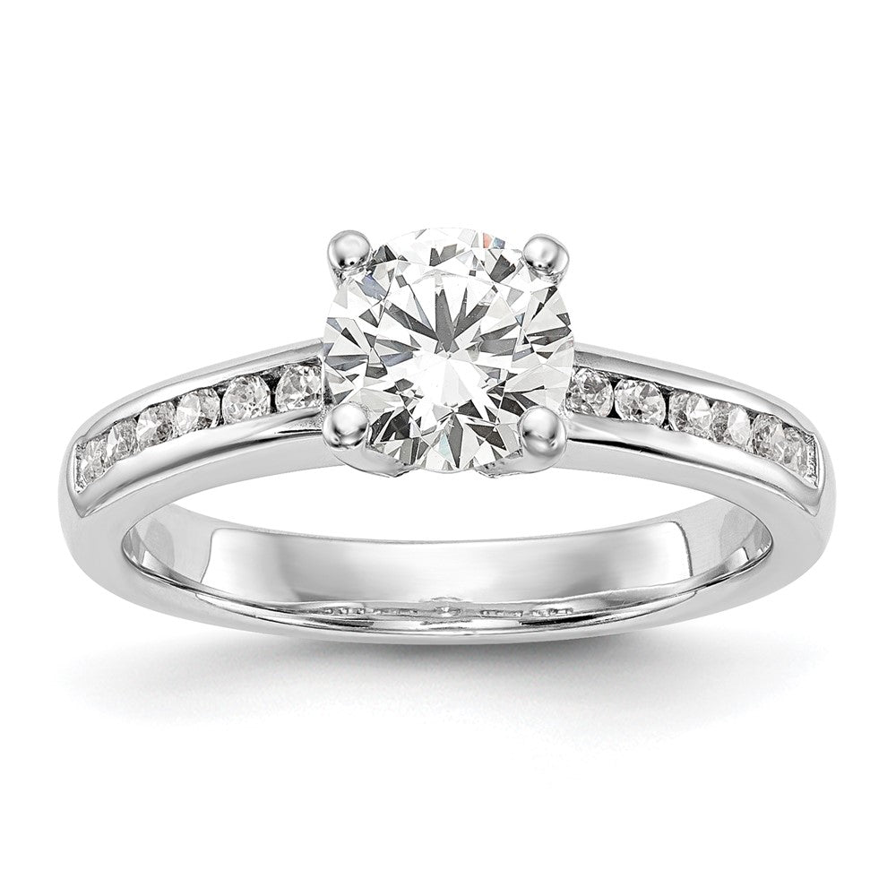 14K White Gold (Holds 1 carat (6.5mm) Round Center) 1/4 carat Channel-set Diamond Semi-Mount Engagement Ring