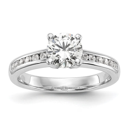 14K White Gold (Holds 1 carat (6.5mm) Round Center) 1/4 carat Channel-set Diamond Semi-Mount Engagement Ring