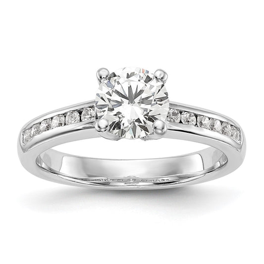 14K White Gold (Holds 1 carat (6.5mm) Round Center) 1/4 carat Channel-set Diamond Semi-Mount Engagement Ring