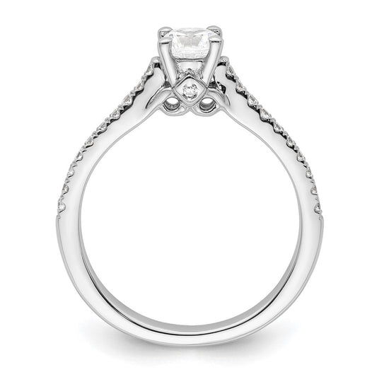 14K White Gold (Holds 1/2 carat (5.2mm) Round Center) 1/5 carat Diamond Semi-Mount Engagement Ring