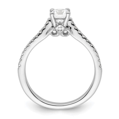 14K White Gold (Holds 1/2 carat (5.2mm) Round Center) 1/5 carat Diamond Semi-Mount Engagement Ring