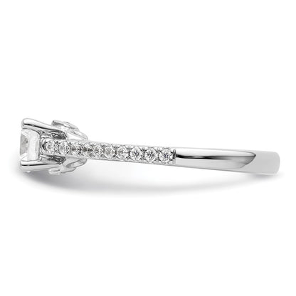 14K White Gold (Holds 1/2 carat (5.2mm) Round Center) 1/5 carat Diamond Semi-Mount Engagement Ring