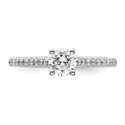 14K White Gold (Holds 1/2 carat (5.2mm) Round Center) 1/5 carat Diamond Semi-Mount Engagement Ring