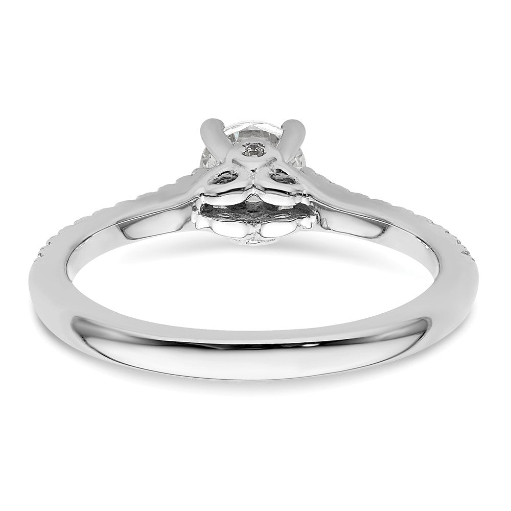 14K White Gold (Holds 1/2 carat (5.2mm) Round Center) 1/5 carat Diamond Semi-Mount Engagement Ring