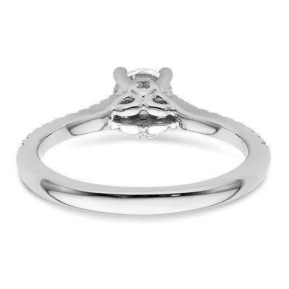 14K White Gold (Holds 1/2 carat (5.2mm) Round Center) 1/5 carat Diamond Semi-Mount Engagement Ring