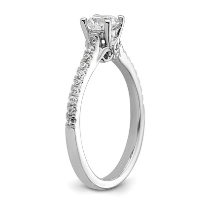 14K White Gold (Holds 1/2 carat (5.2mm) Round Center) 1/5 carat Diamond Semi-Mount Engagement Ring