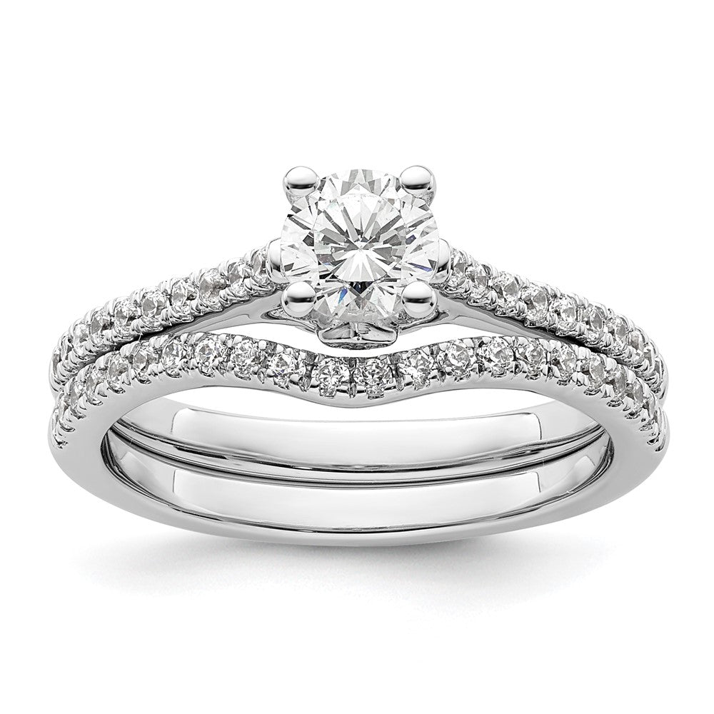 14K White Gold (Holds 1/2 carat (5.2mm) Round Center) 1/5 carat Diamond Semi-Mount Engagement Ring