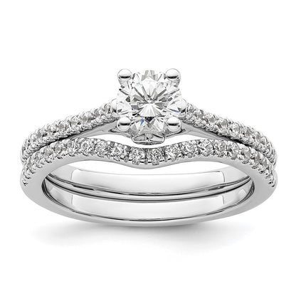 14K White Gold (Holds 1/2 carat (5.2mm) Round Center) 1/5 carat Diamond Semi-Mount Engagement Ring