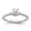 14K White Gold (Holds 1/2 carat (5.2mm) Round Center) 1/5 carat Diamond Semi-Mount Engagement Ring