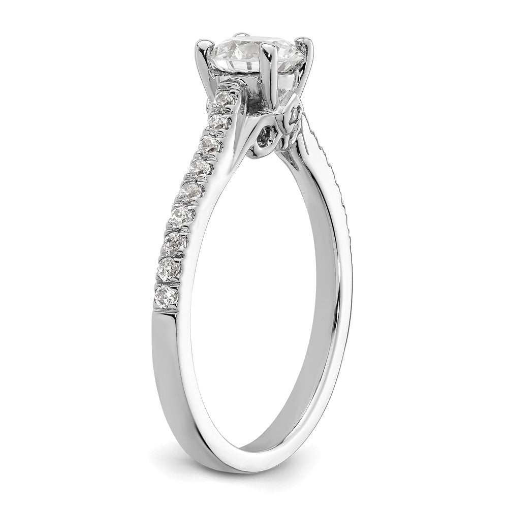 14K White Gold (Holds 3/4 carat (5.8mm) Round Center) 1/4 carat Diamond Semi-Mount Engagement Ring