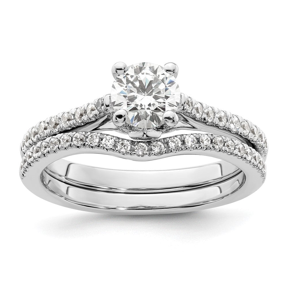 14k White Gold 1/4 carat Lab Grown Diamond VS/SI+ G+ 3/4 carat Center Round Semi Mount Engagement Ring