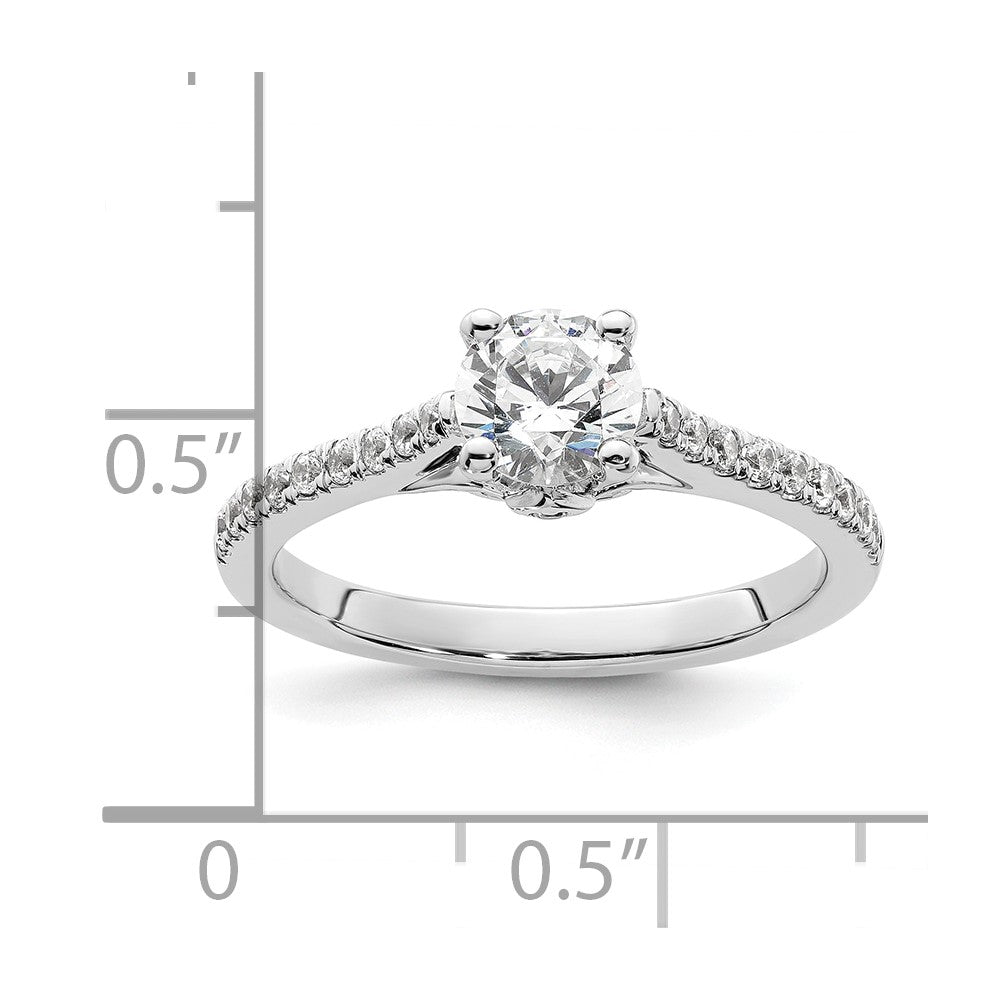 14k White Gold 1/4 carat Lab Grown Diamond VS/SI+ G+ 3/4 carat Center Round Semi Mount Engagement Ring
