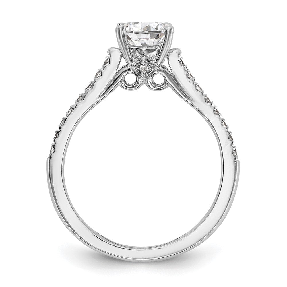 14K White Gold (Holds 1 carat (6.5mm) Round Center) 1/4 carat Diamond Semi-Mount Engagement Ring