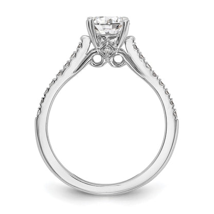 14K White Gold (Holds 1 carat (6.5mm) Round Center) 1/4 carat Diamond Semi-Mount Engagement Ring