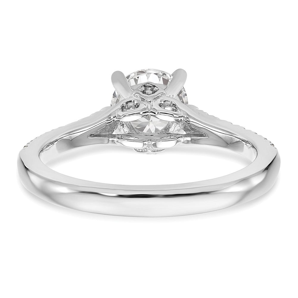 14K White Gold (Holds 1 carat (6.5mm) Round Center) 1/4 carat Diamond Semi-Mount Engagement Ring