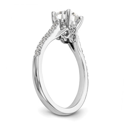 14K White Gold (Holds 1 carat (6.5mm) Round Center) 1/4 carat Diamond Semi-Mount Engagement Ring